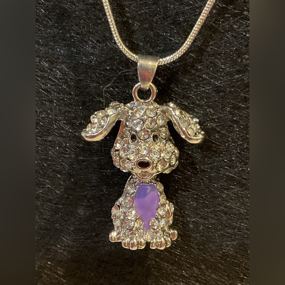 Silver and Purple Dog Pendant Necklace - Picture 6 of 12